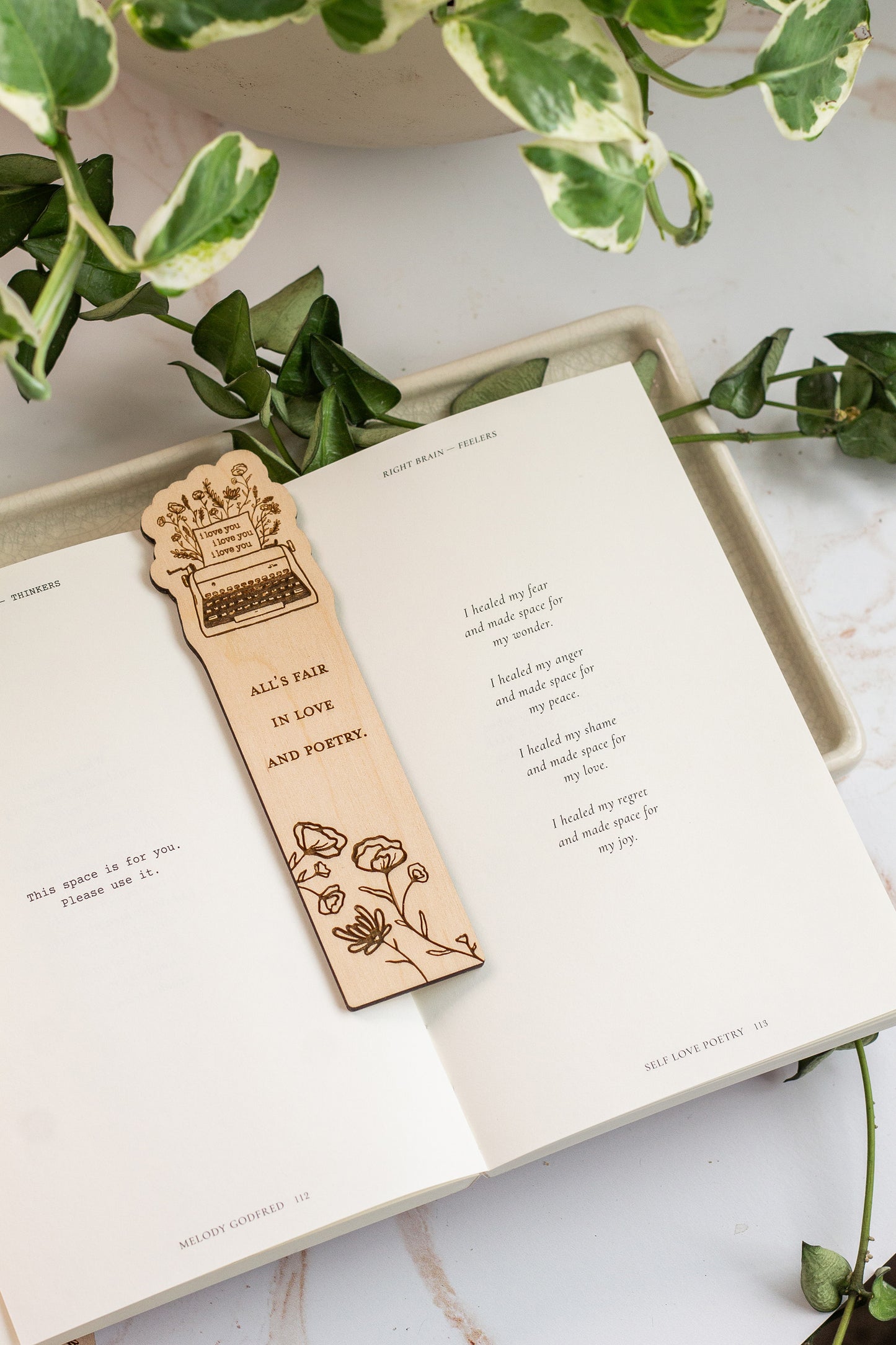 All's Fair in Love and Poetry Wooden Bookmark