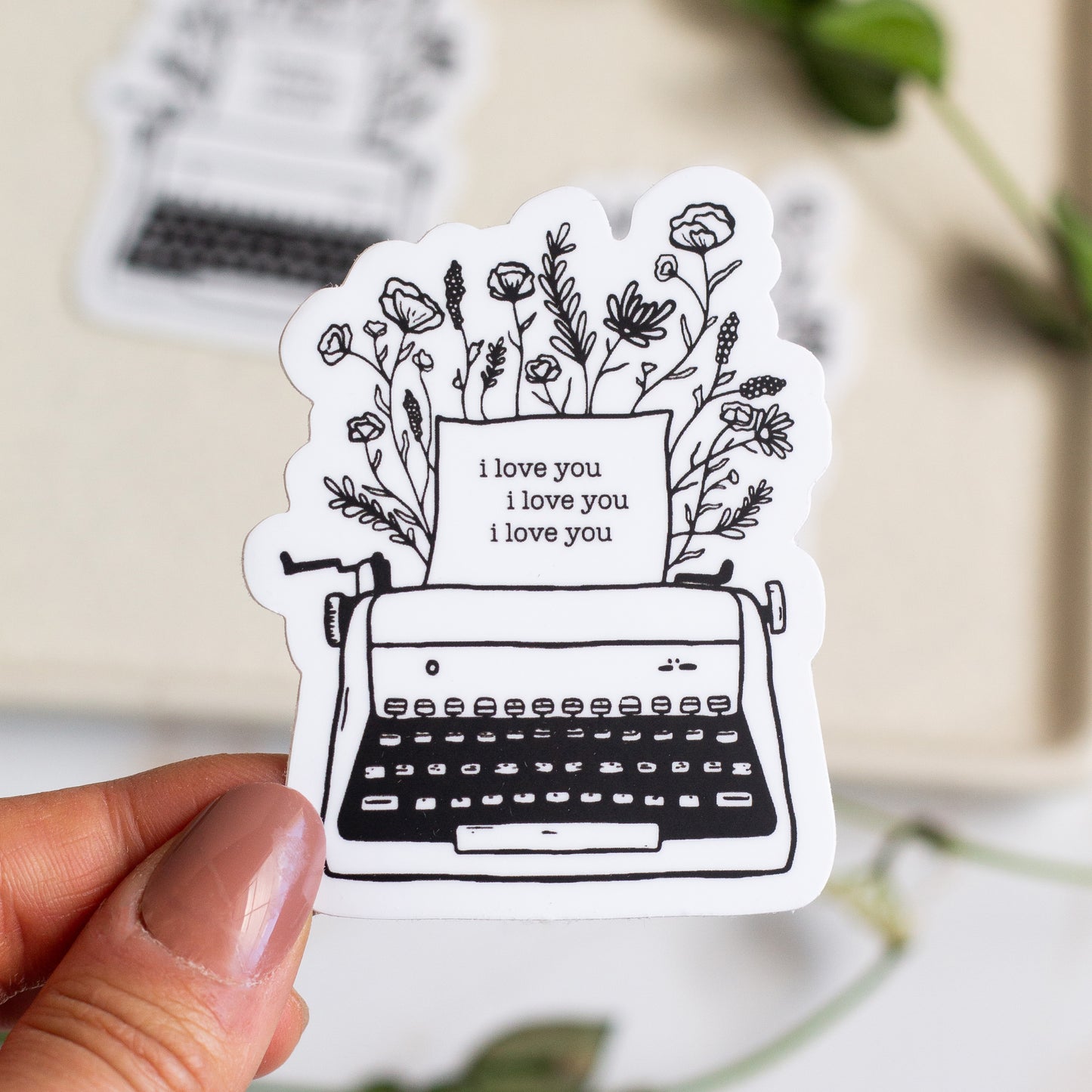 Floral Typewriter Sticker