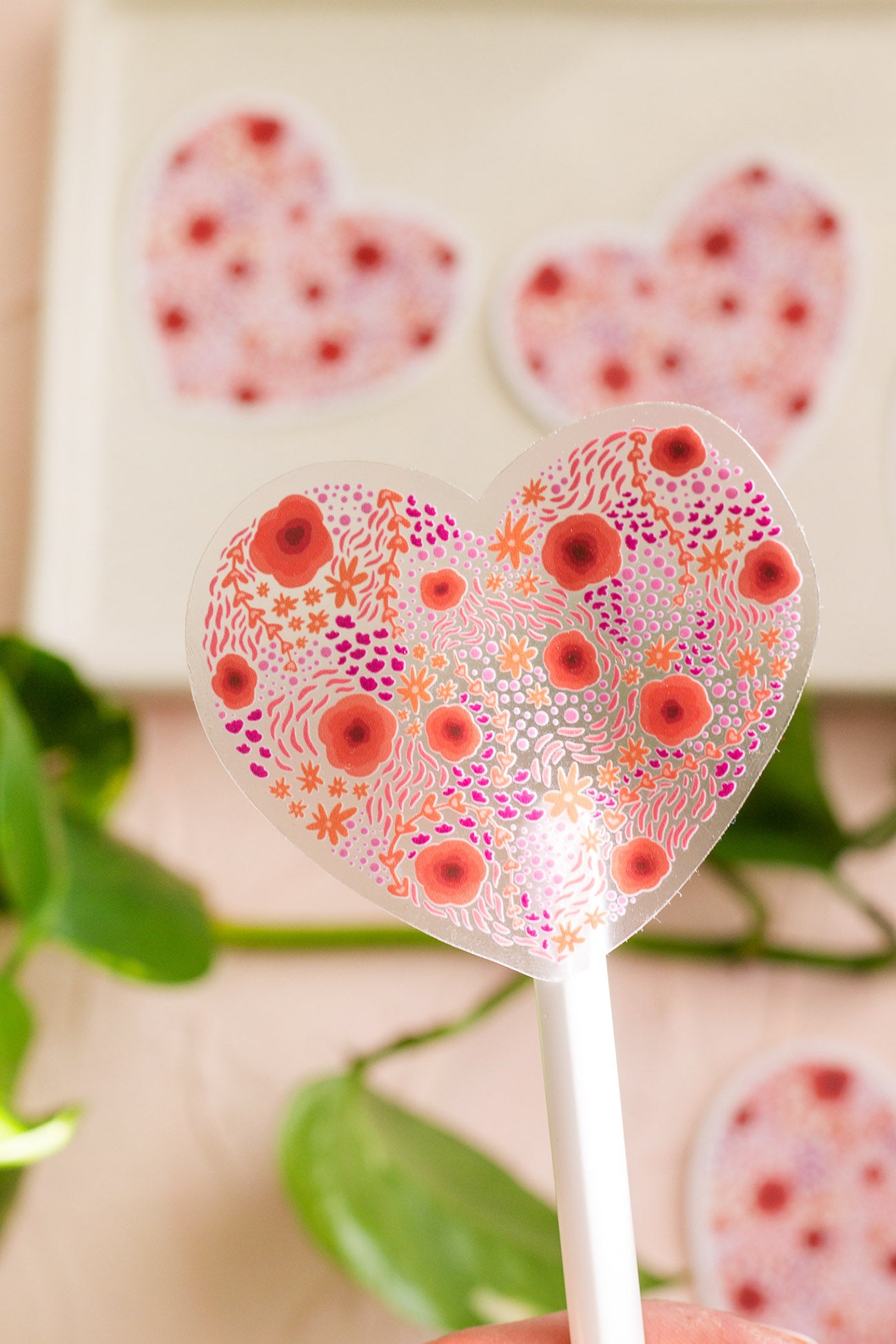 Clear Floral Heart Sticker