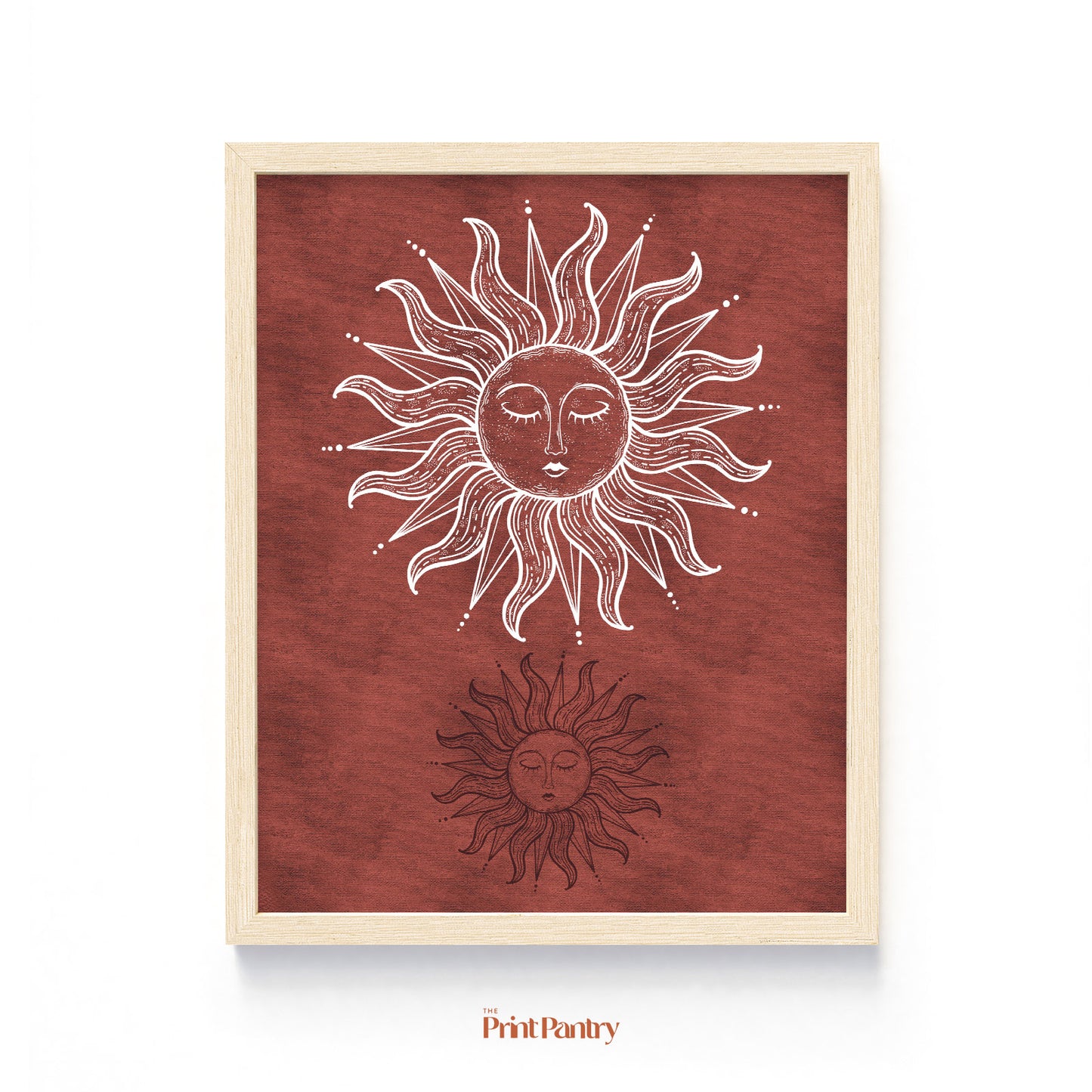 The Sun Art Print shown in a wooden frame