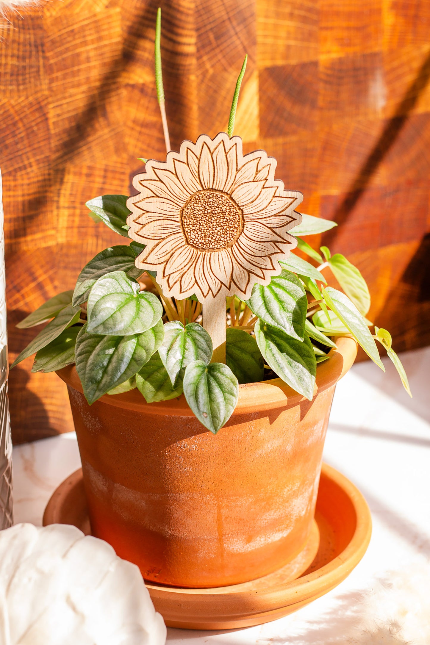 Sunflower Wooden Plant Stake