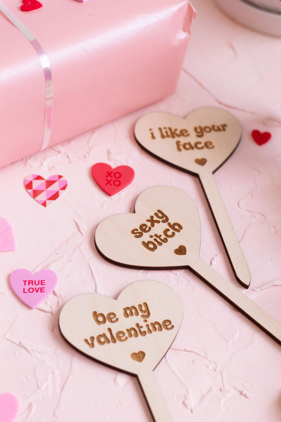 Wooden Heart Plant Stakes