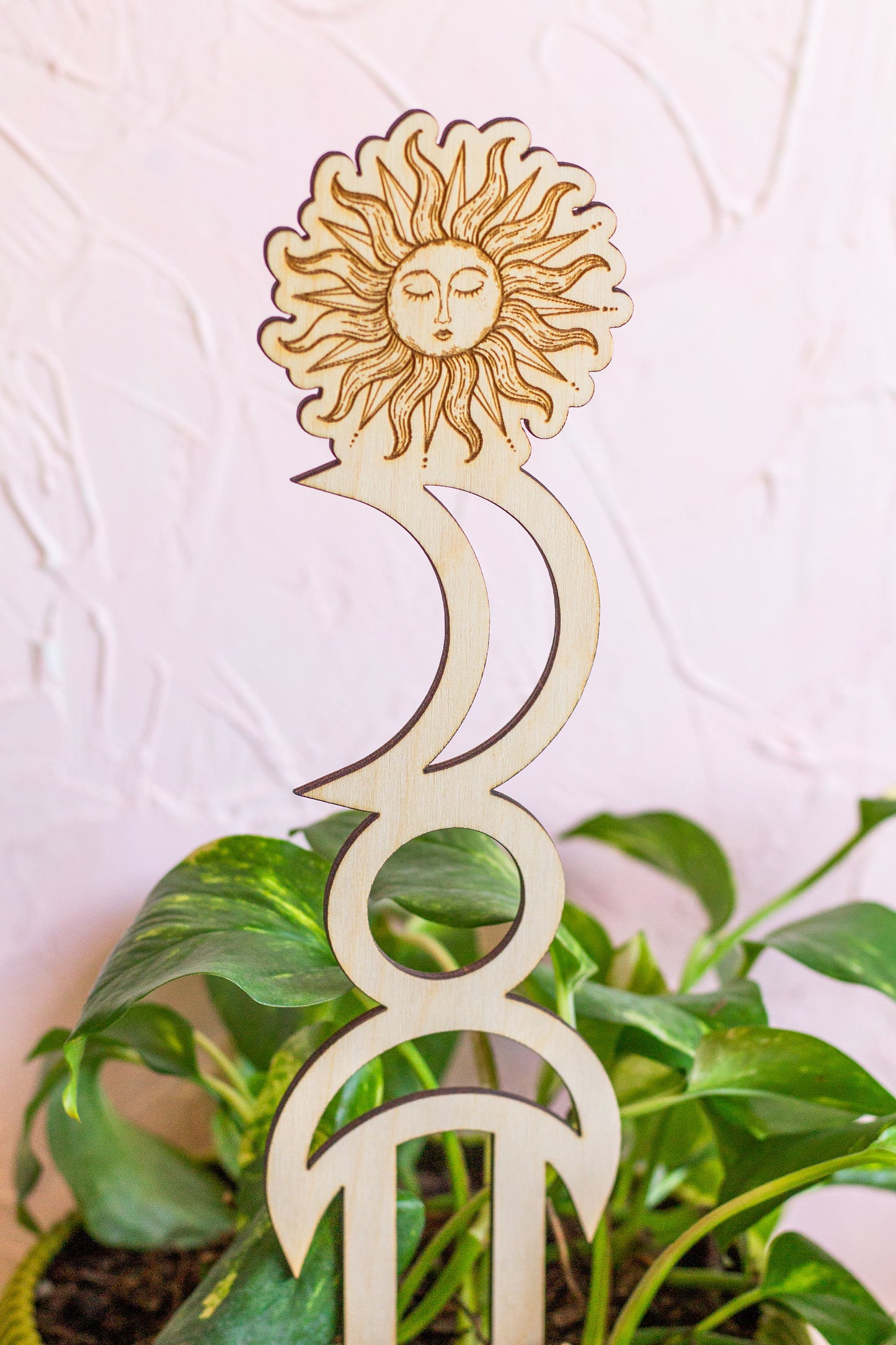 Sun and Moon Wooden Plant Trellis