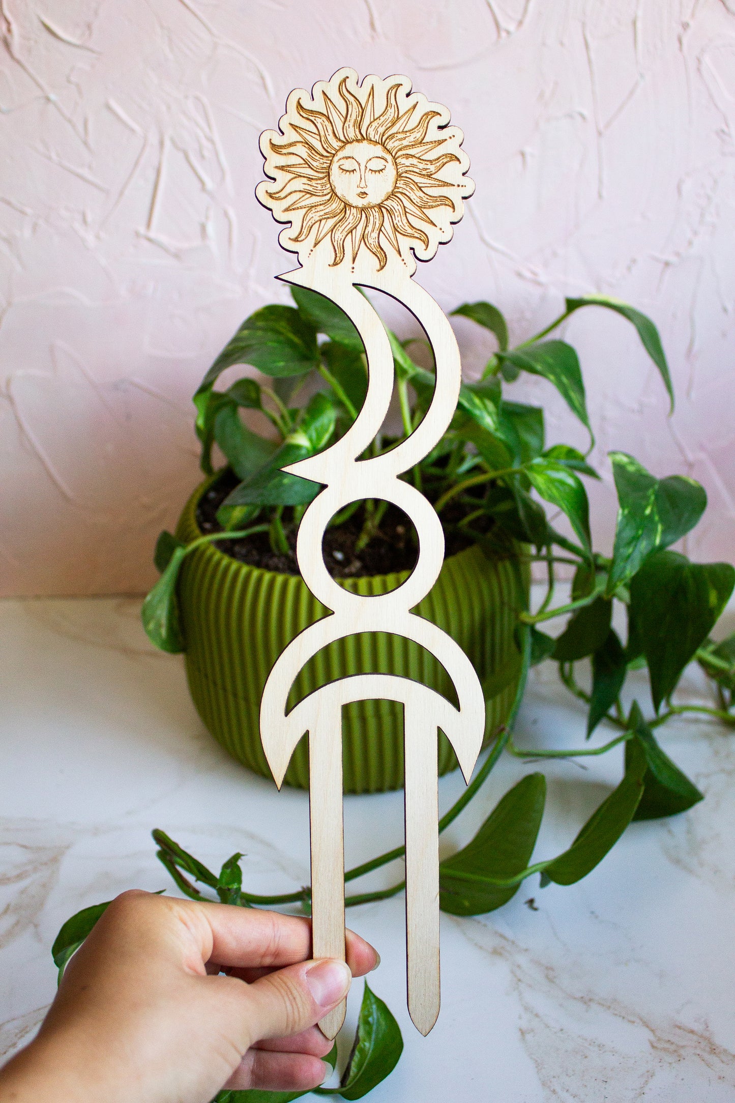 Sun and Moon Wooden Plant Trellis