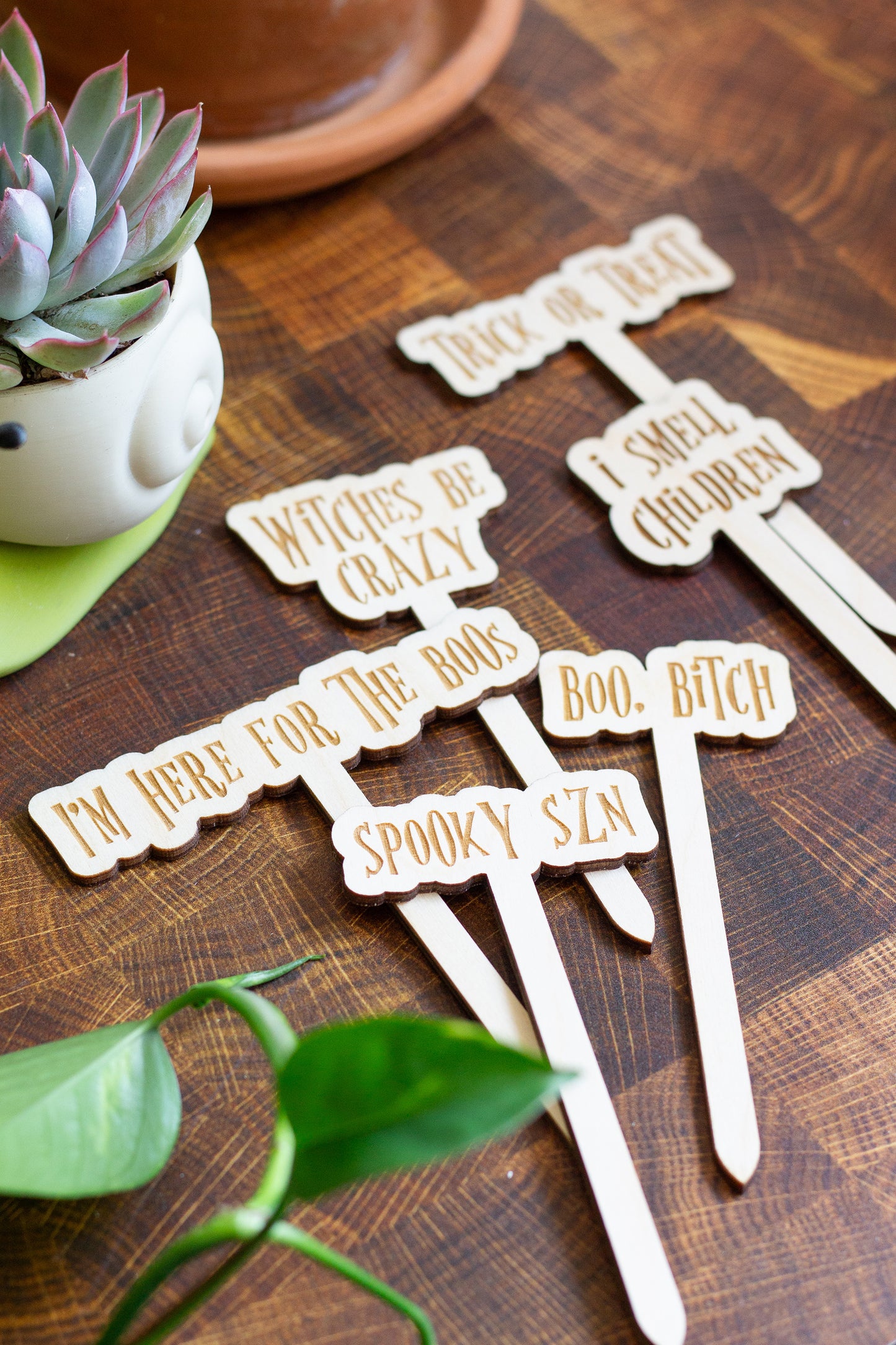 Halloween Wooden Plant Markers