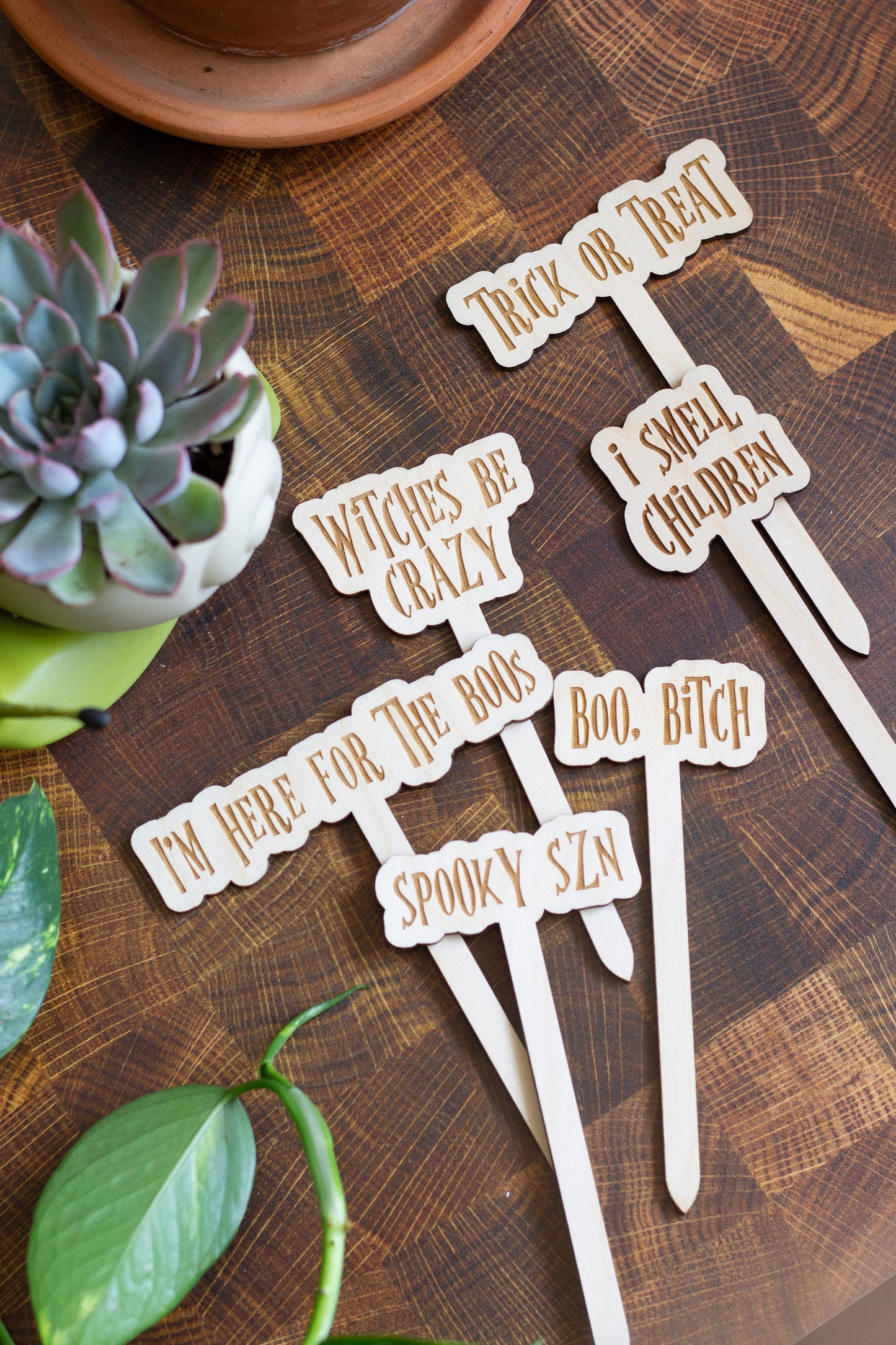 Halloween Wooden Plant Markers