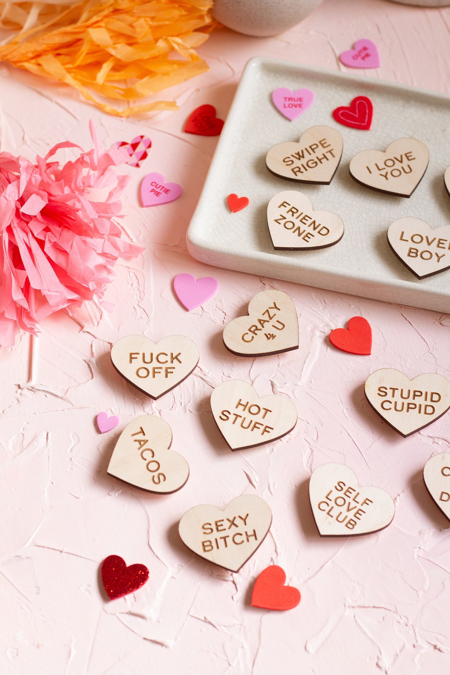 Funny Wooden Conversation Heart Magnets