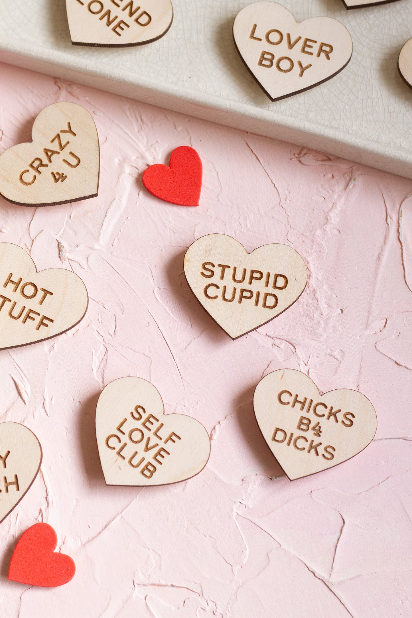 Funny Wooden Conversation Heart Magnets