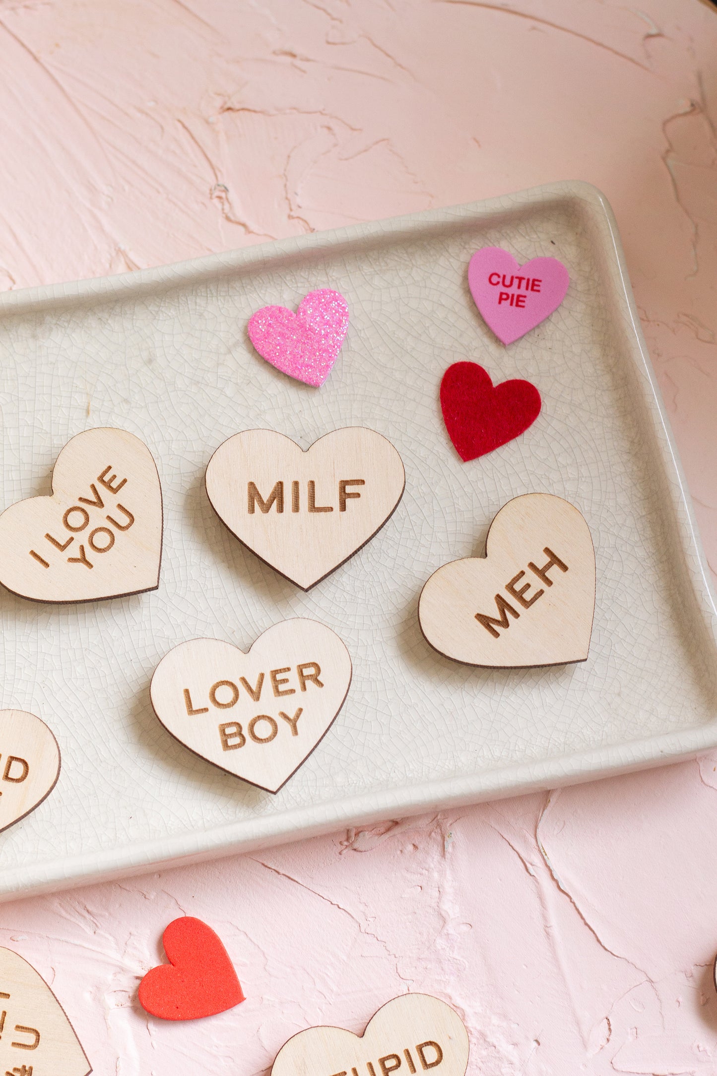 Funny Wooden Conversation Heart Magnets