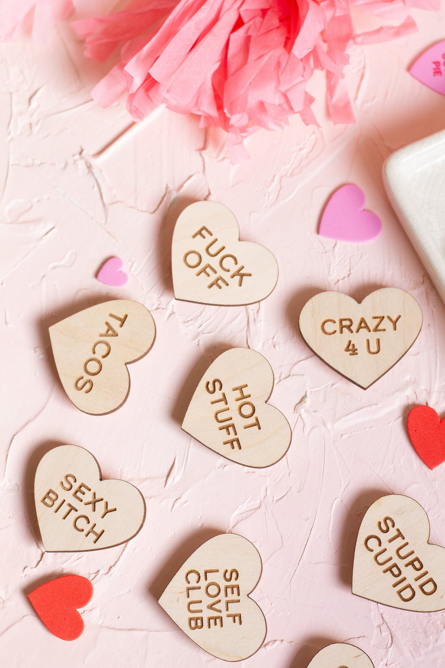 Funny Wooden Conversation Heart Magnets