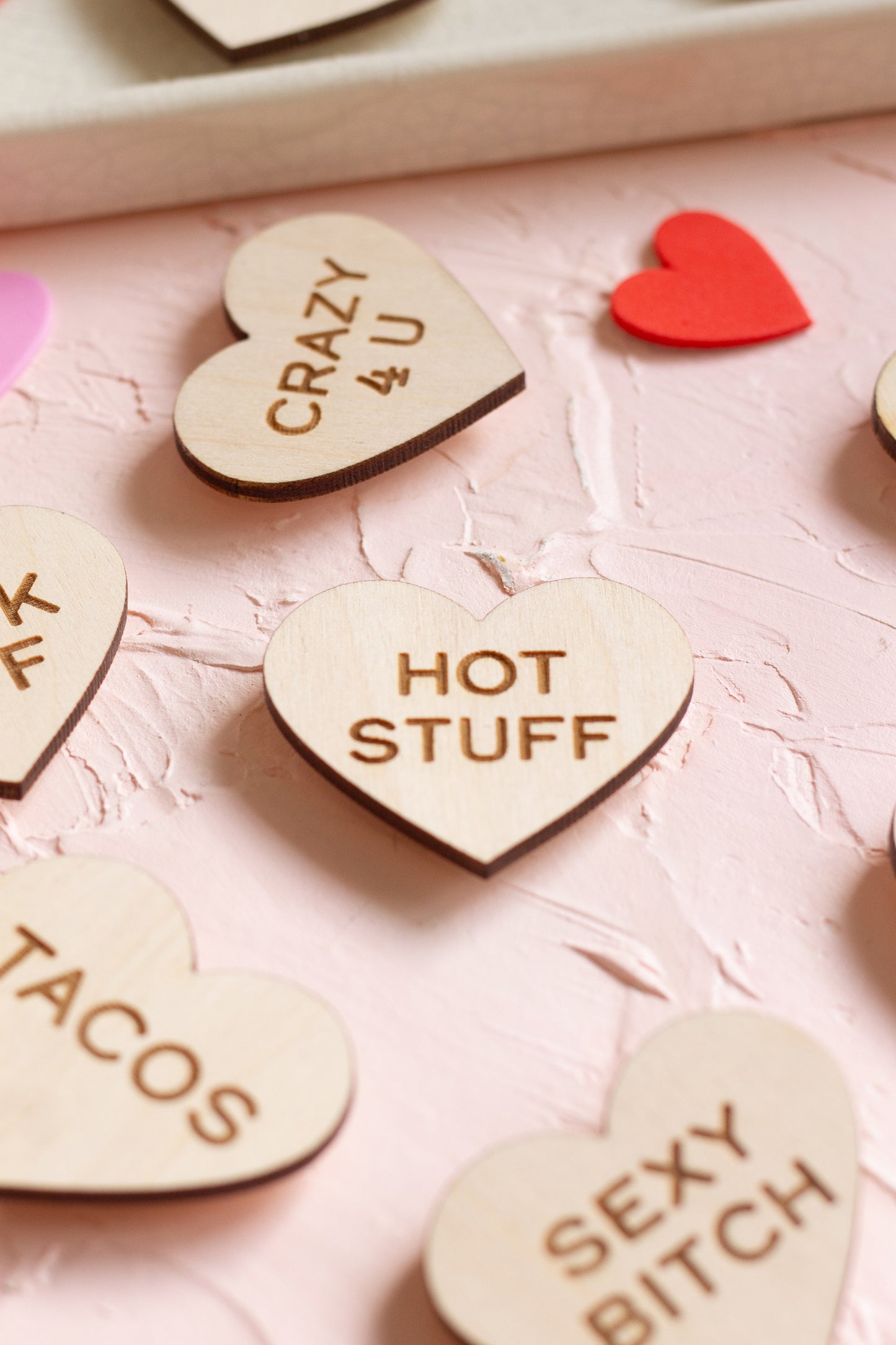 Funny Wooden Conversation Heart Magnets