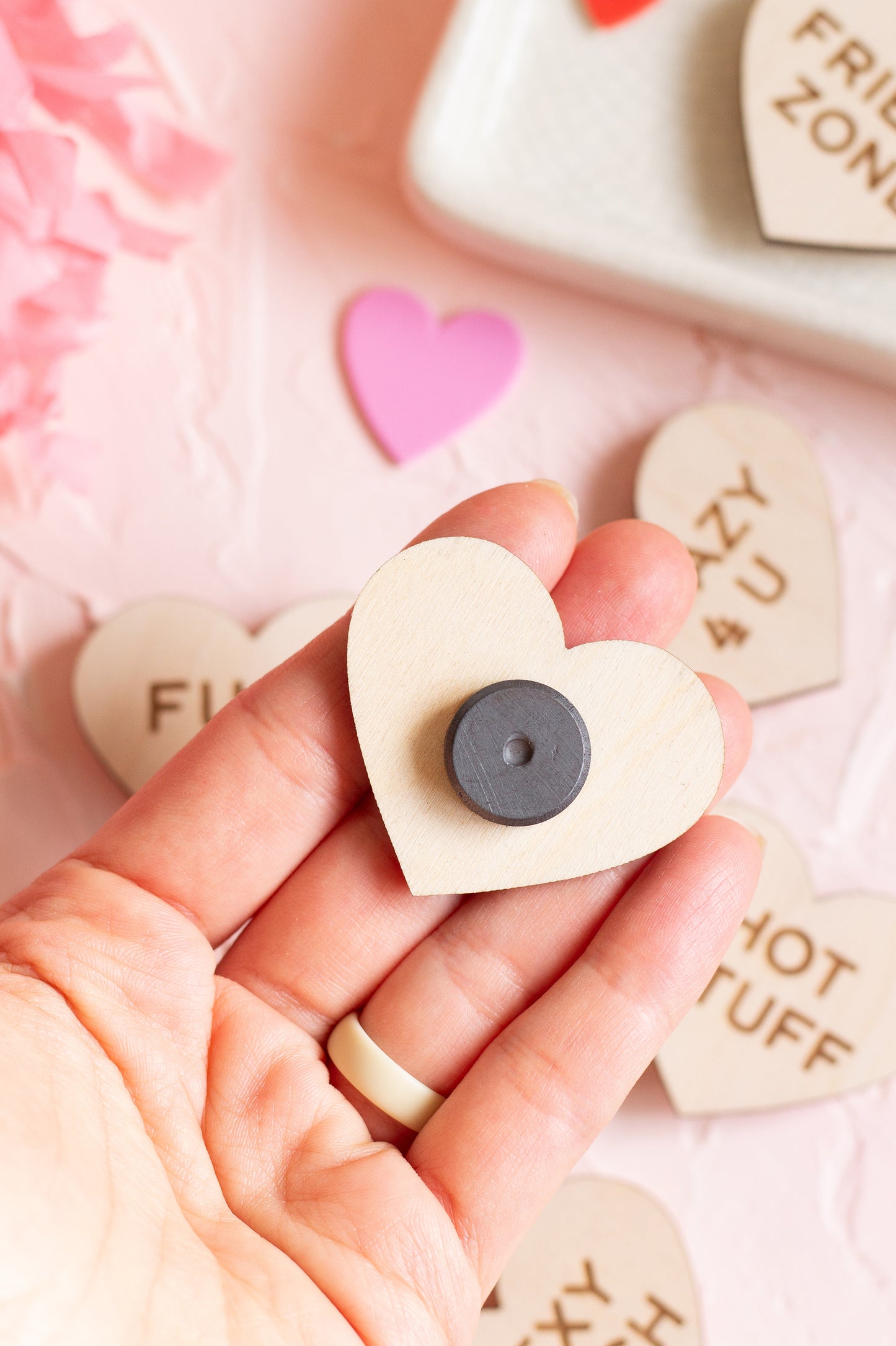 Funny Wooden Conversation Heart Magnets