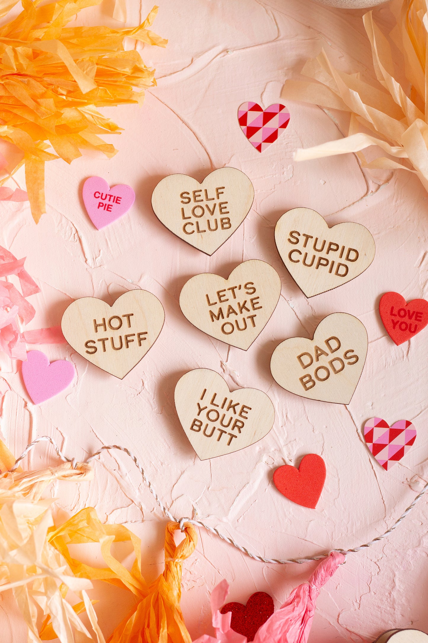 Funny Wooden Conversation Heart Magnets