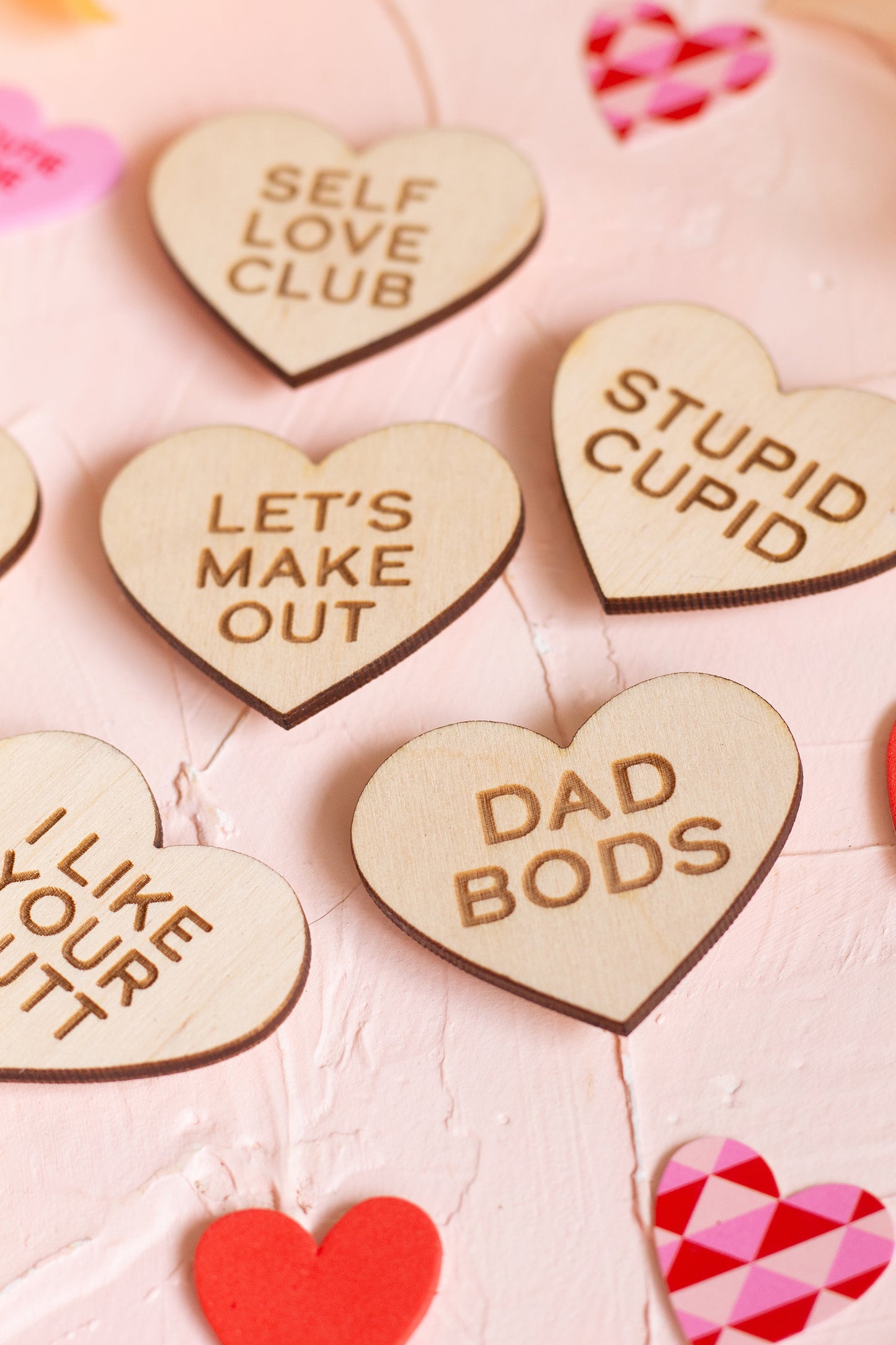 Funny Wooden Conversation Heart Magnets