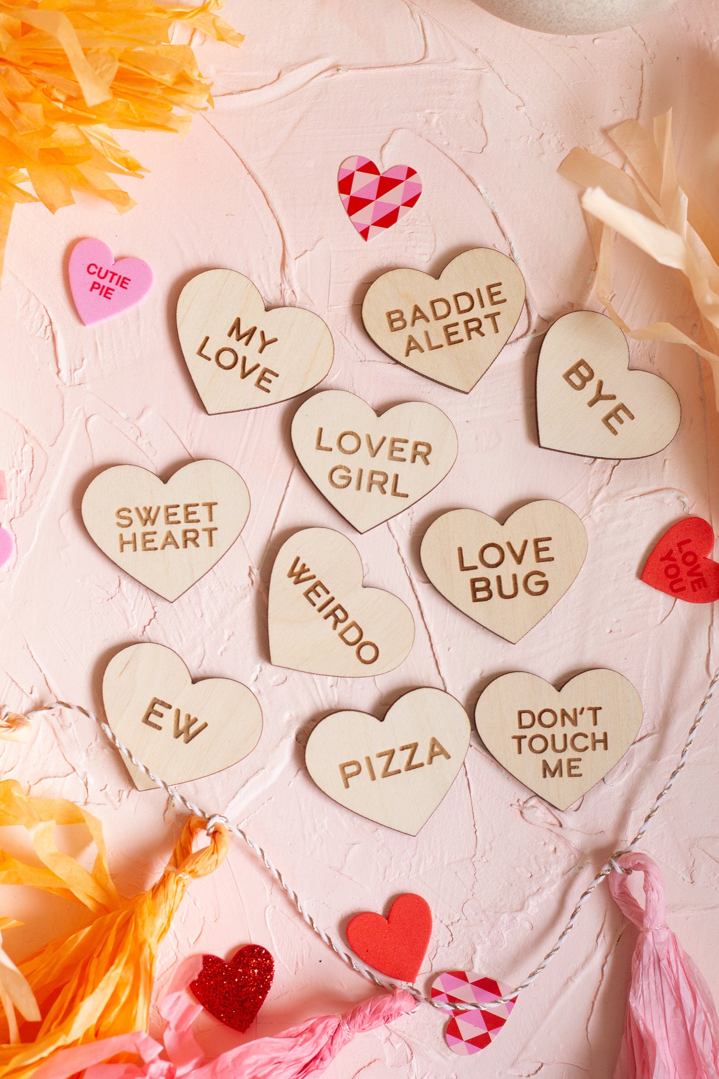 Funny Wooden Conversation Heart Magnets