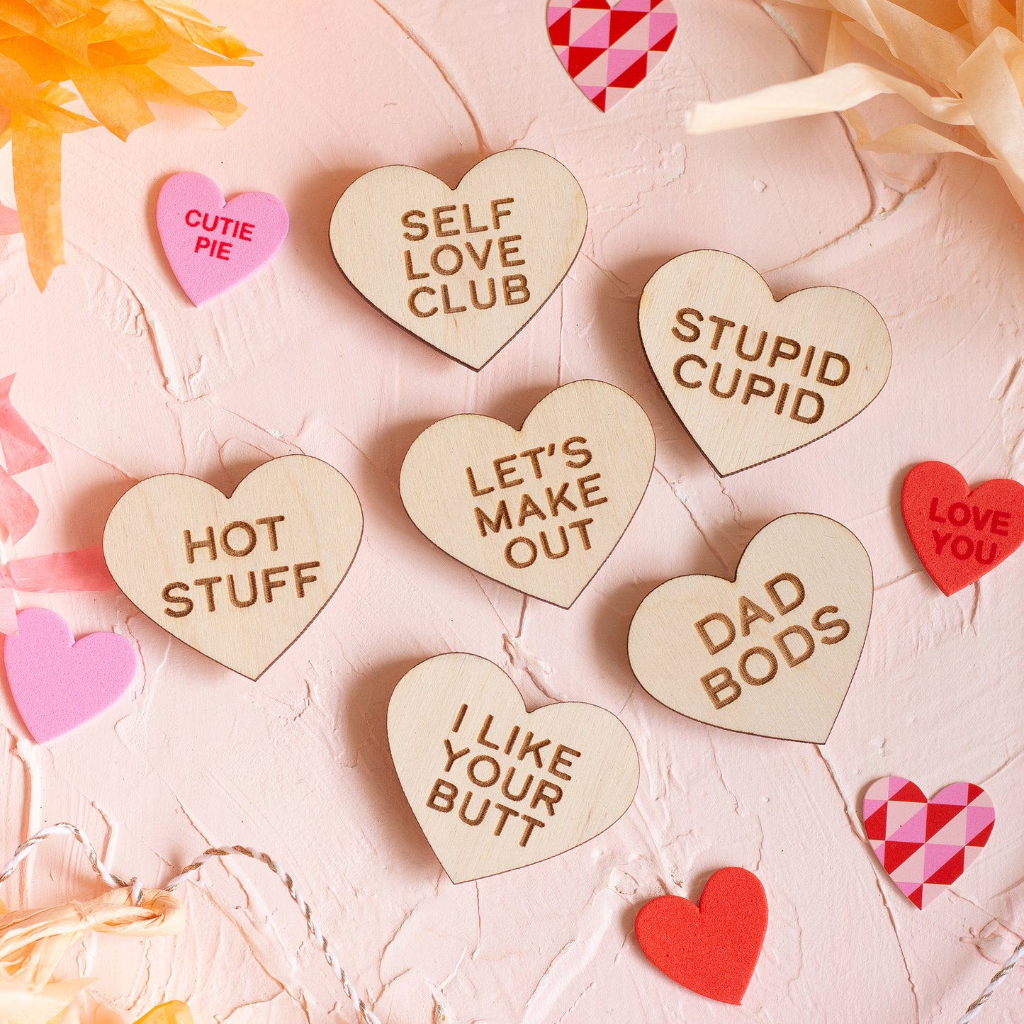 Funny Wooden Conversation Heart Magnets