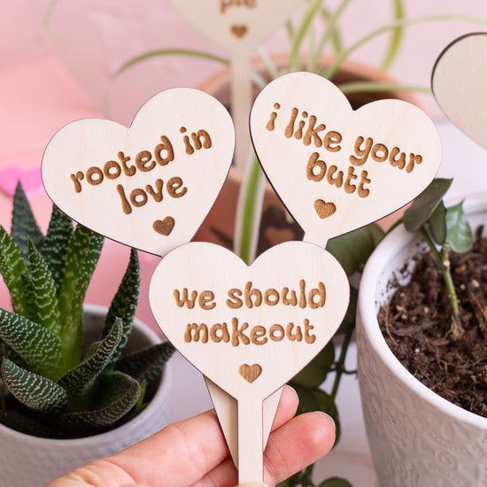 Conversation Heart Plant Stakes