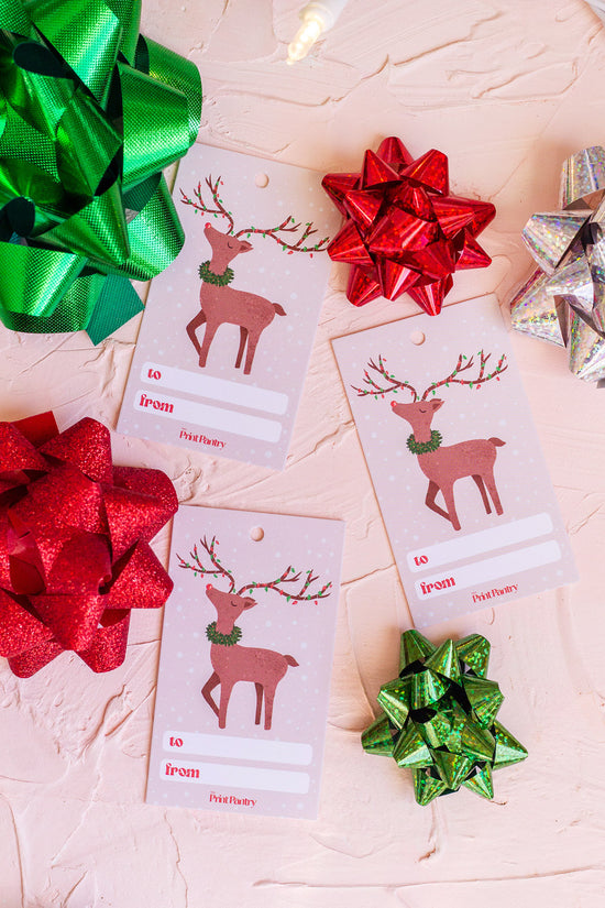 Festive Reindeer Gift Tag Set