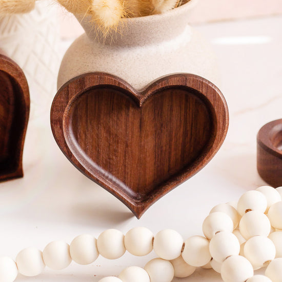 Wooden Heart Ring Dish