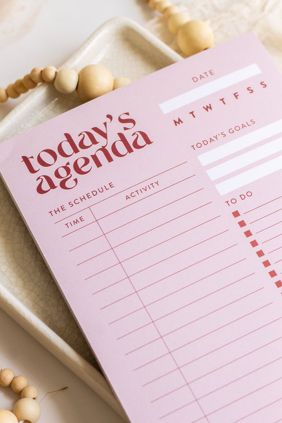 Close up of Daily Agenda Notepad