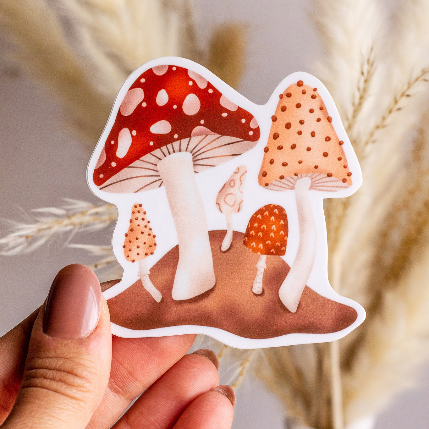 Woman holding Forest Mushroom Vinyl Sticker
